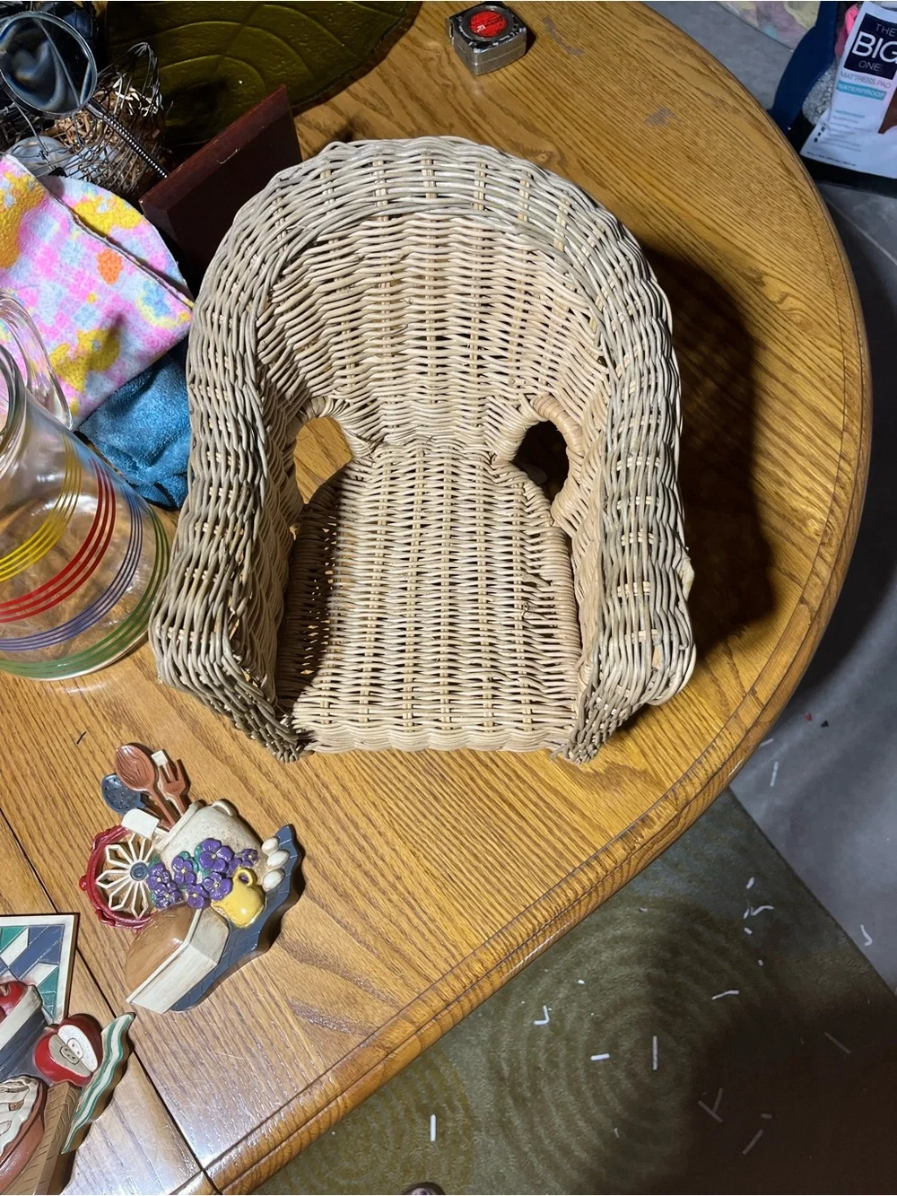 Natural Wicker Accent Chair - Cream Woven Design. Mini Doll Chair